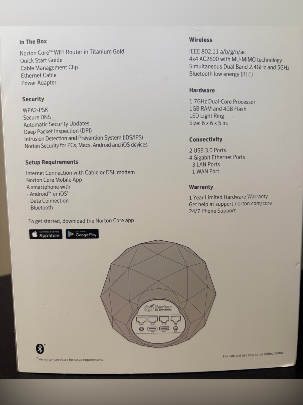Norton Core Model 517 Titanium Gold High Performance Secure Wi-Fi Router - Picture 3 of 9